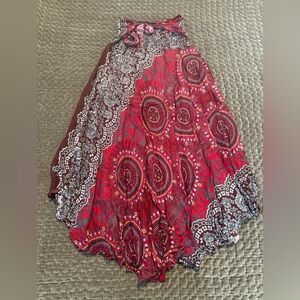 Chic Asymmetrical Red and Brown Skirt